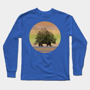 Porcupine Picture on Retro-style Sunset in Africa Colors Long Sleeve T-Shirt